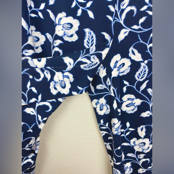 J.Jill NWT Women's Medium Wearever Full Leg Cropped Flowy jersey Knot Pants Blue - Picture 4 of 13